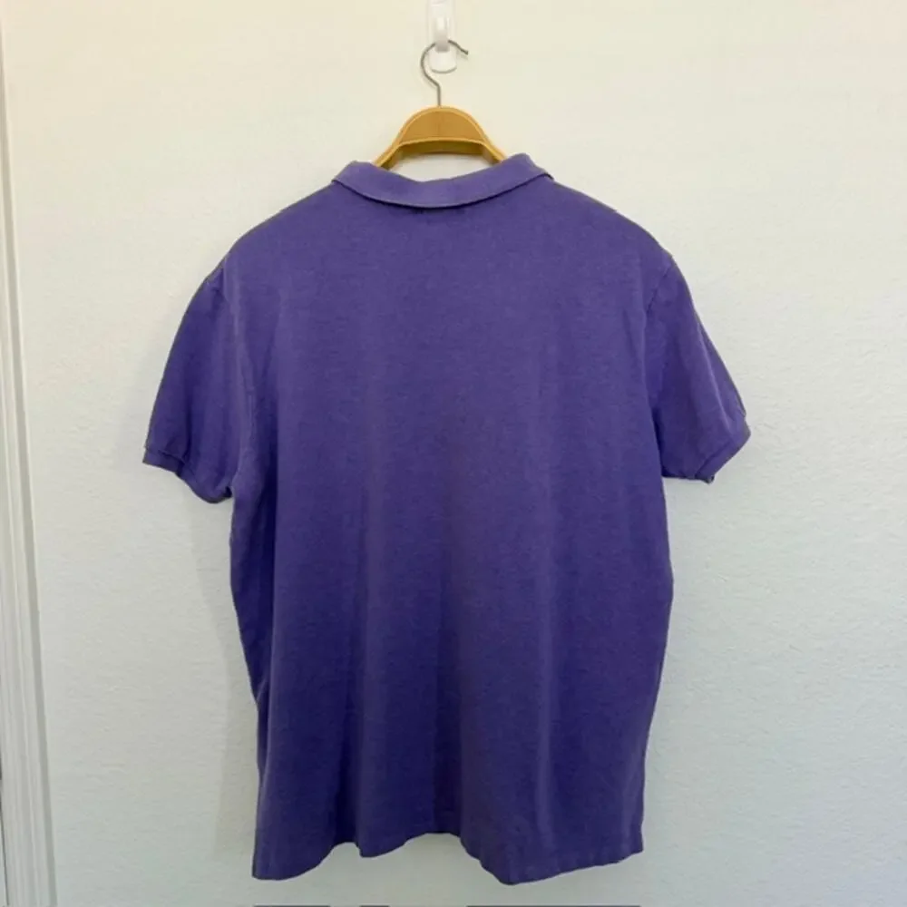 Ralph Lauren Polo‎ Shirt Men Custom Fit XXL Blue Purple Short Sleeve Soft Casual